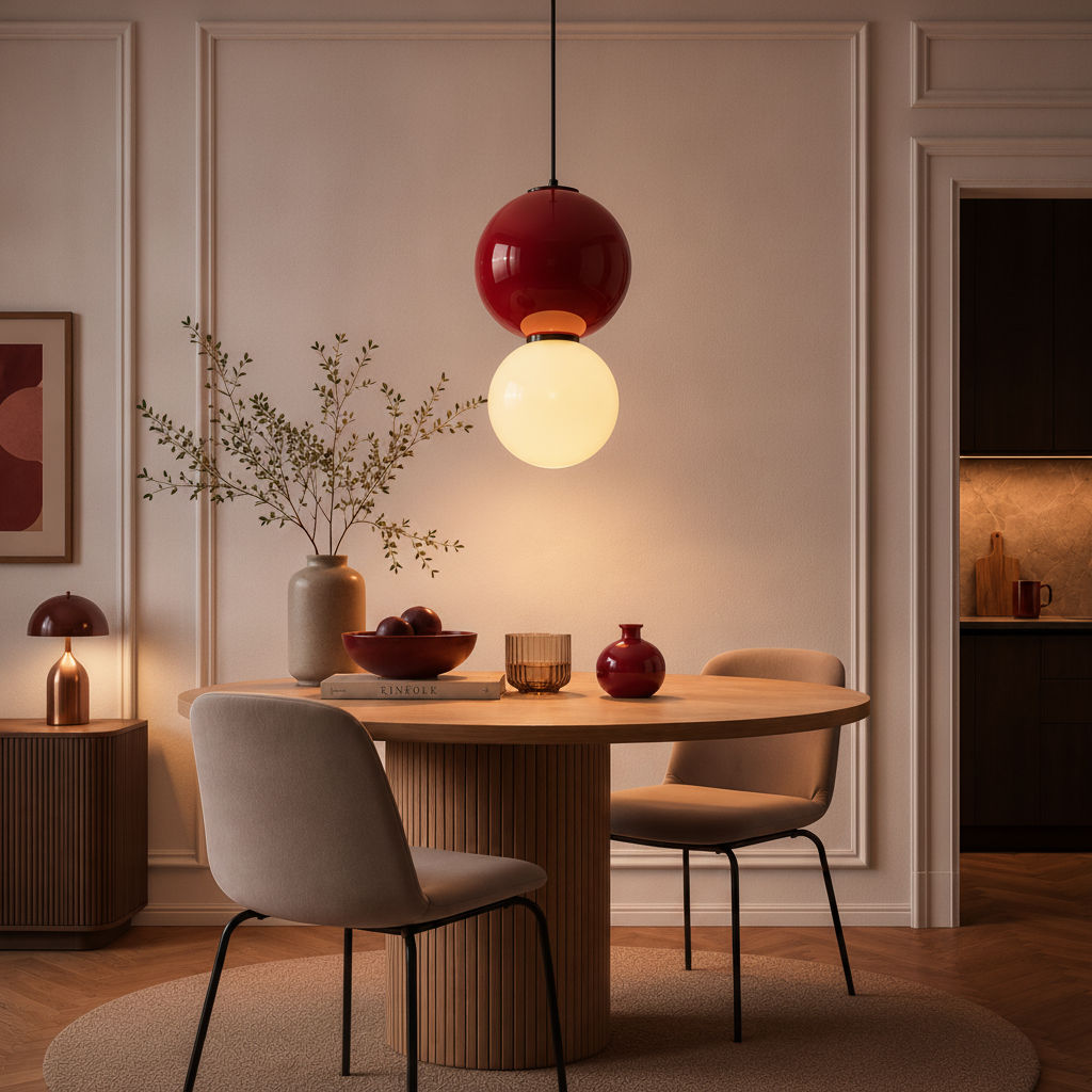 Lyora HanglampNoesis Ø 25cm bordeaux rood met wit - 9009191