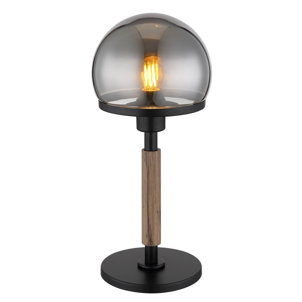 Globo Tafellamp Haku zwart met smoke glas - 21954S