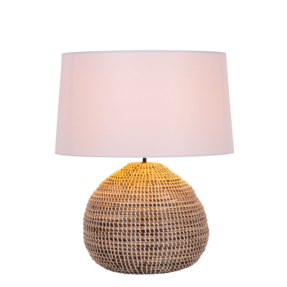 Premium by Lucide Zeegras schemerlampMaduka Ø 45cm - bruin met witte kap - 10550/81/43