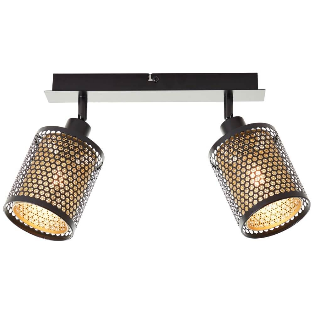 Brilliant 2-lichts plafondlamp Cheval zwart met goud - 99995/86