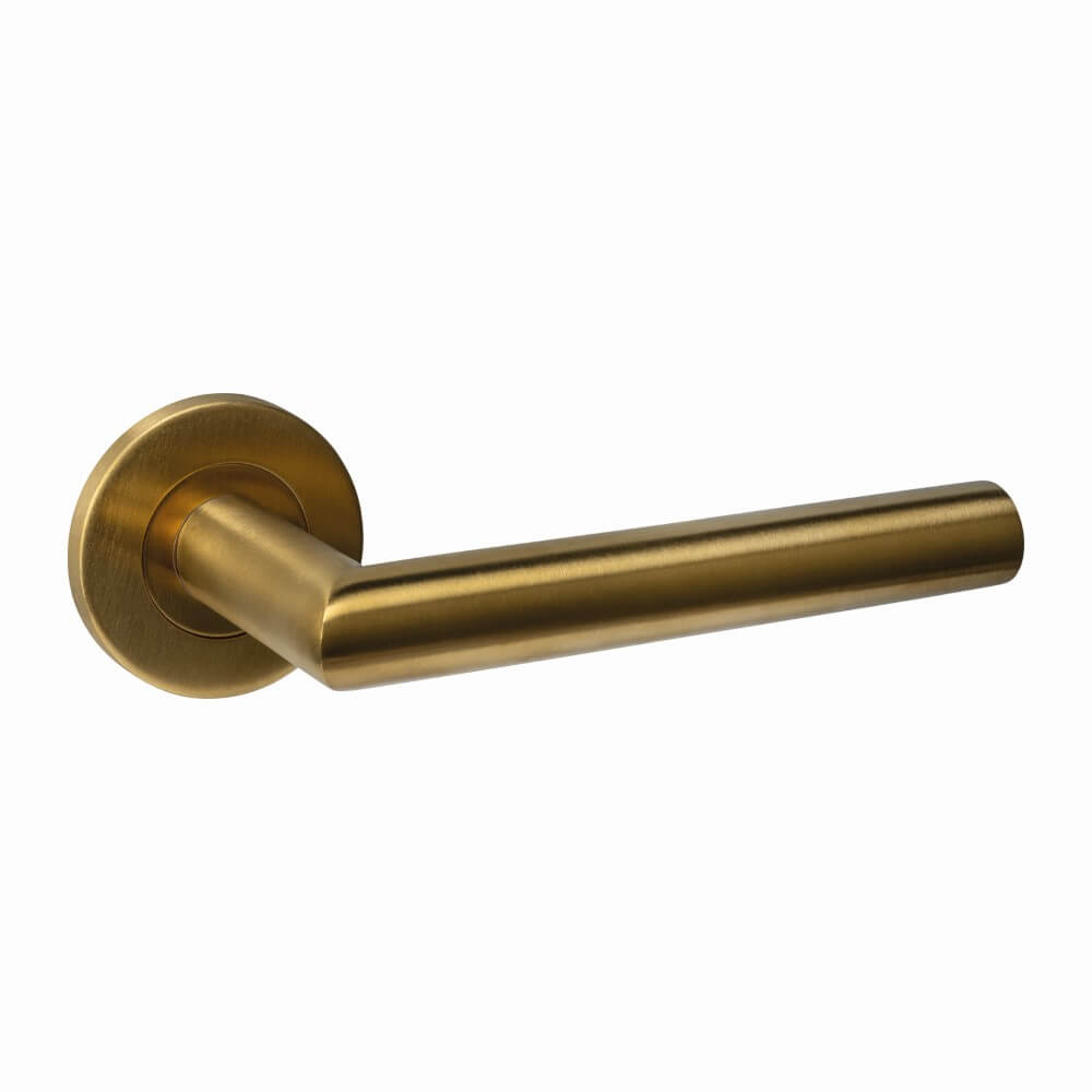 Intersteel DeurklinkQ 01 op rond rozet messing mat - 1314.102102