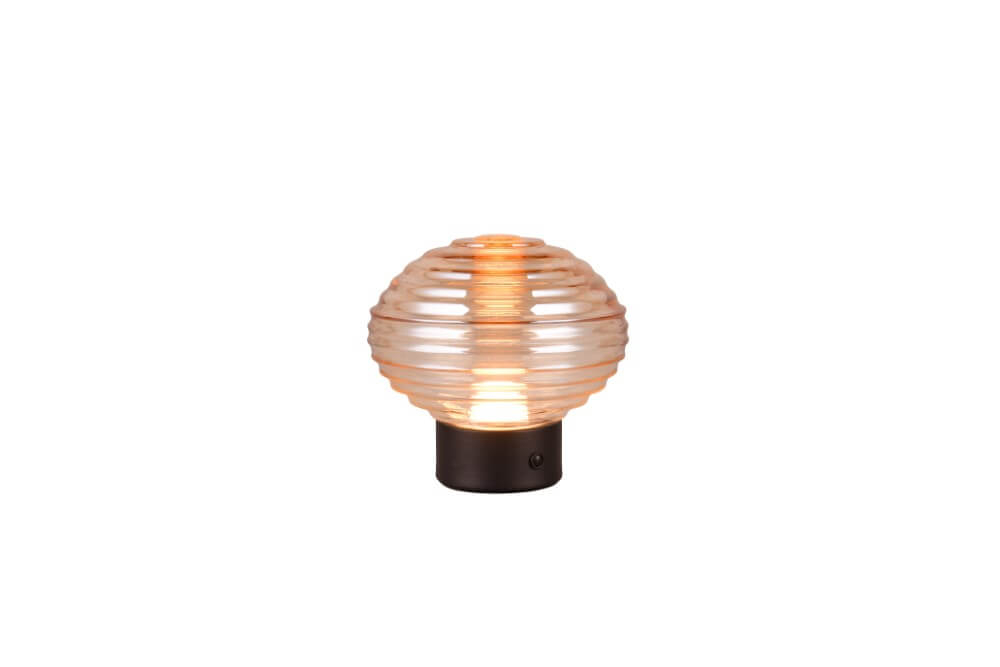 Trio Oplaadbare tafellamp zwart Earl amber glas - R57771113