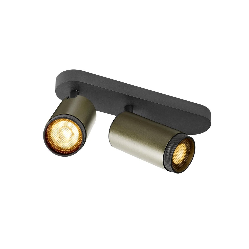 SLV OpbouwspotGrip! L 2-lichts brons met zwarte ring - 1009098
