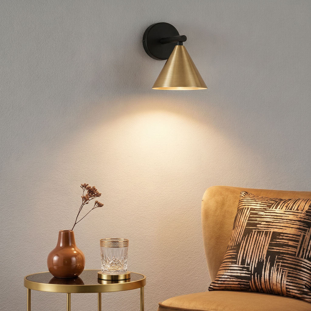 Lyora WandlampConico enkel zwart met goud - 9011426