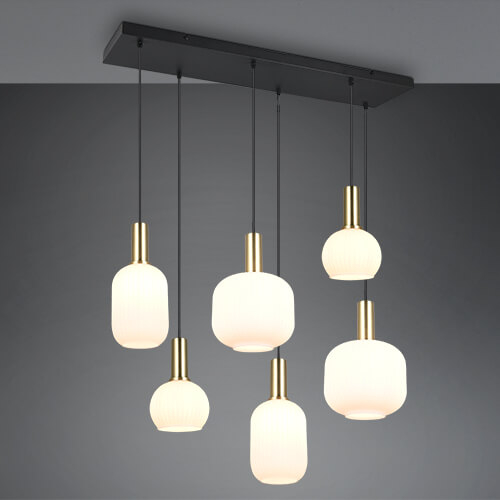Trio Eetkamer hanglamp Diva 6-lichts - wit glas - 319800608