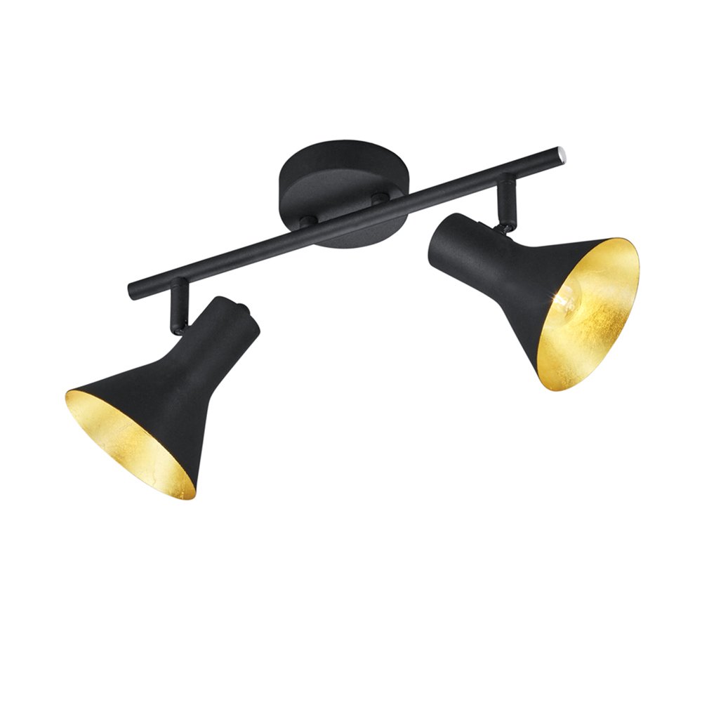 Trio Stoere plafondspotNina 2-lichts zwart met goud - R80162002