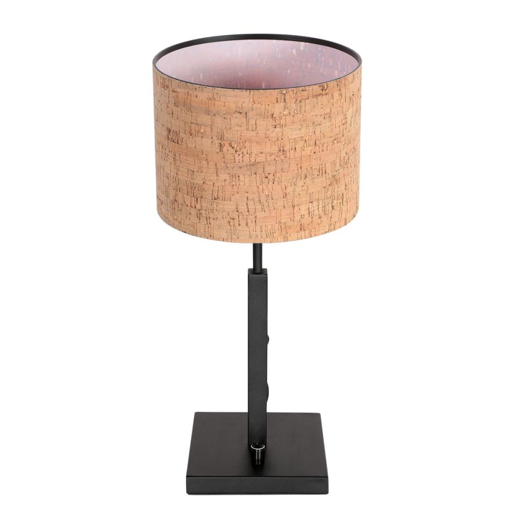 Steinhauer Zwarte tafellampStang met kurk kapje Ø20cm - 4351ZW