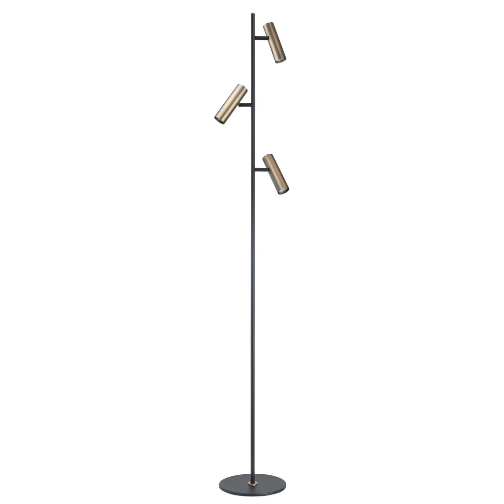 Highlight VloerlampTrend 3-lichts zwart met koper brons - V4733.32