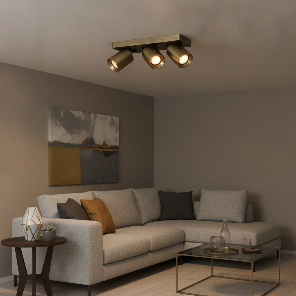 Artdelight Plafondlamp Megano 3-lichts antiek brons - PL MEGANO3 AB
