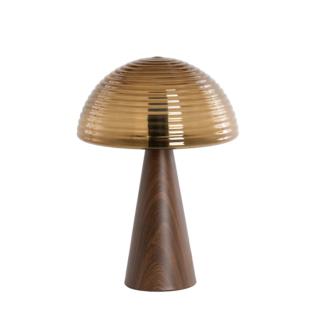 Light & Living Tafellamp Mueda met bruin glas en donker hout - 1891852