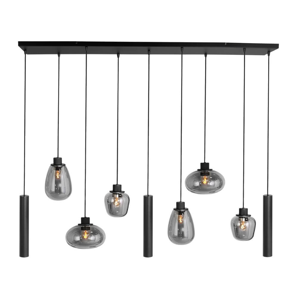 Steinhauer Eettafel hanglampReflexion zwart met rookglas - 3796ZW