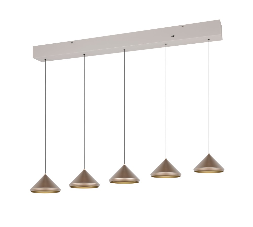 Trio 5-lichts hanglamp Laguna koffie bruin - 336210565