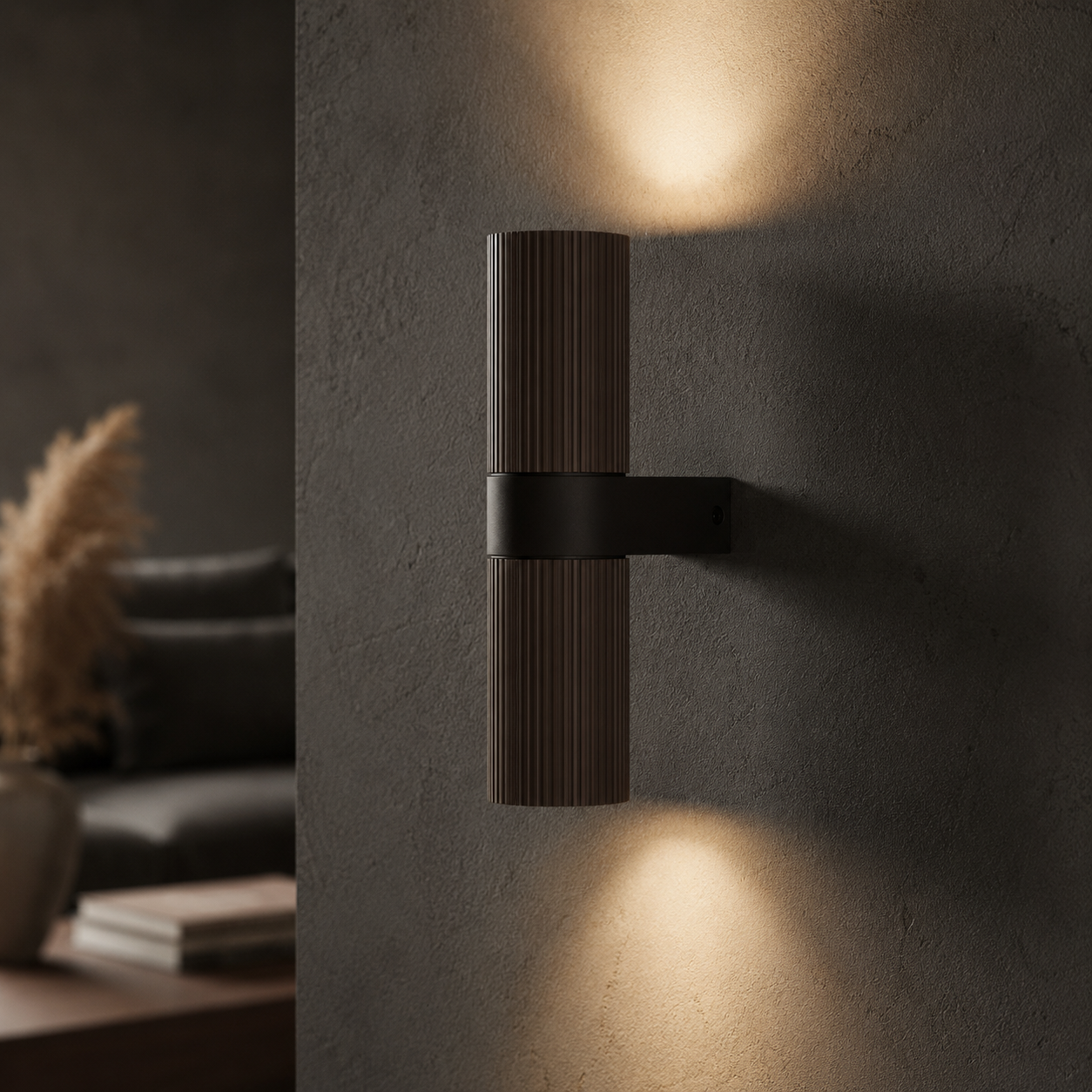 Artdelight Wandspot ribbels Linea Bruin met zwart - WL LINEA BN