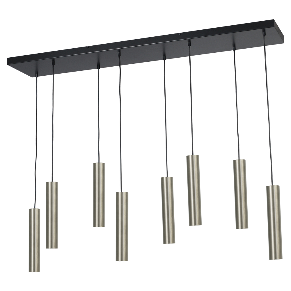 Masterlight Eettafel hanglamp Run 8-lichts rvs cilinders - 2381-05-37-130-25-8