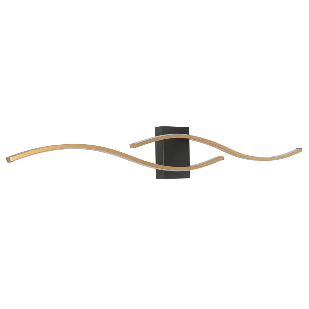 Highlight Design wandlampOnda zwart met messing golf - W3527.38