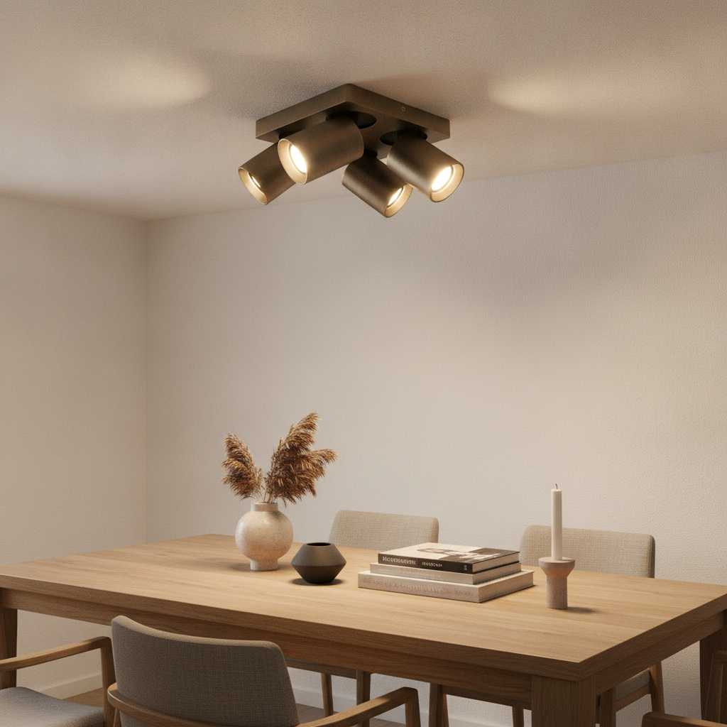 Artdelight Plafondlamp Megano 4-lichts antiek brons - PL MEGANO4 AB