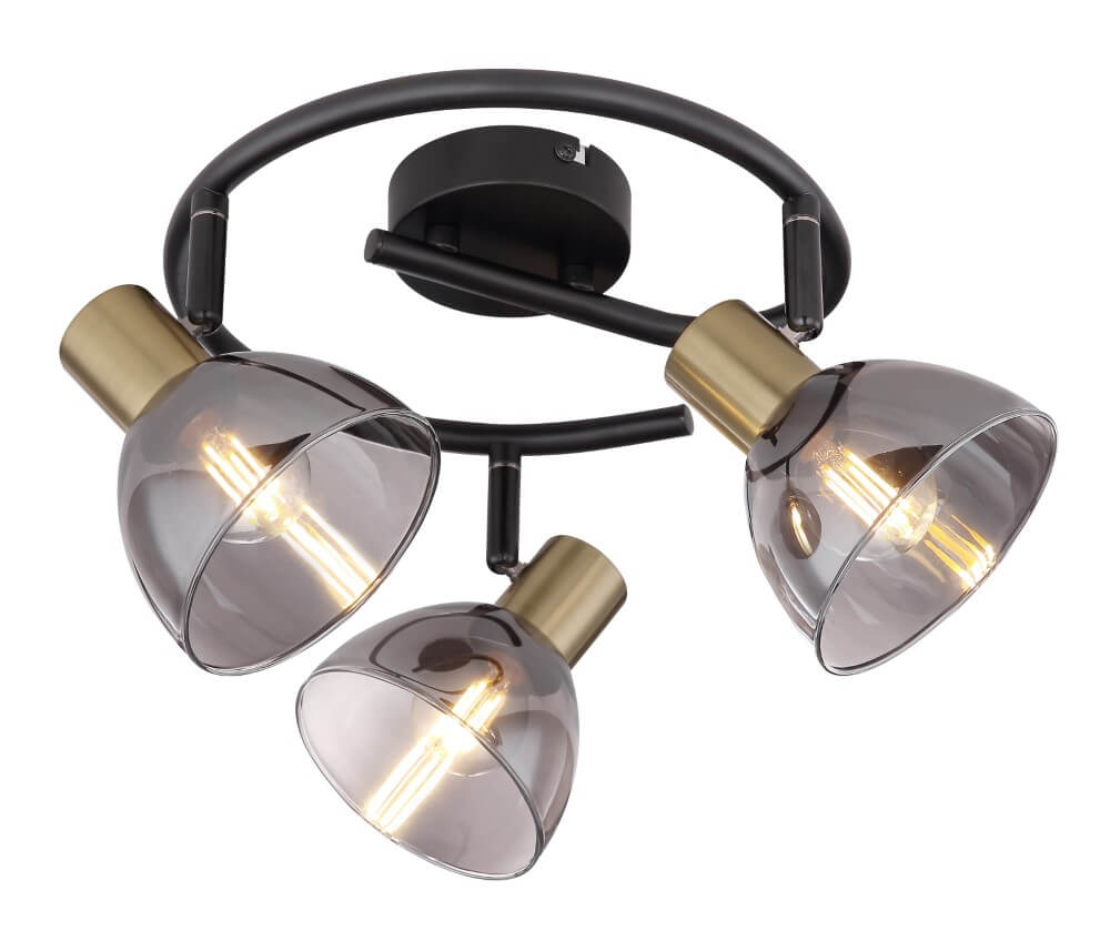 Globo 3-lichts plafondlamp Jay zwart met goud - 54305-3