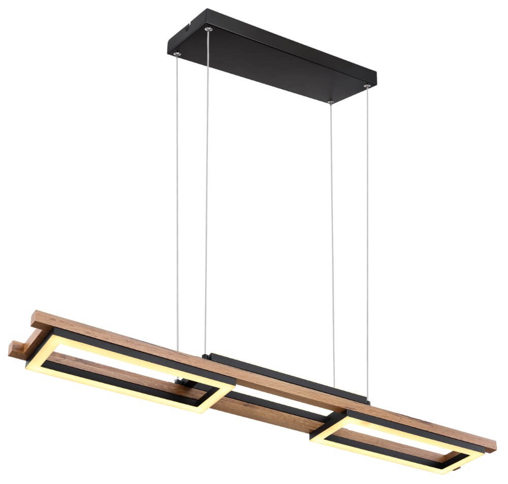 Globo Desing hanglamp Illa zwart met hout - 67266H
