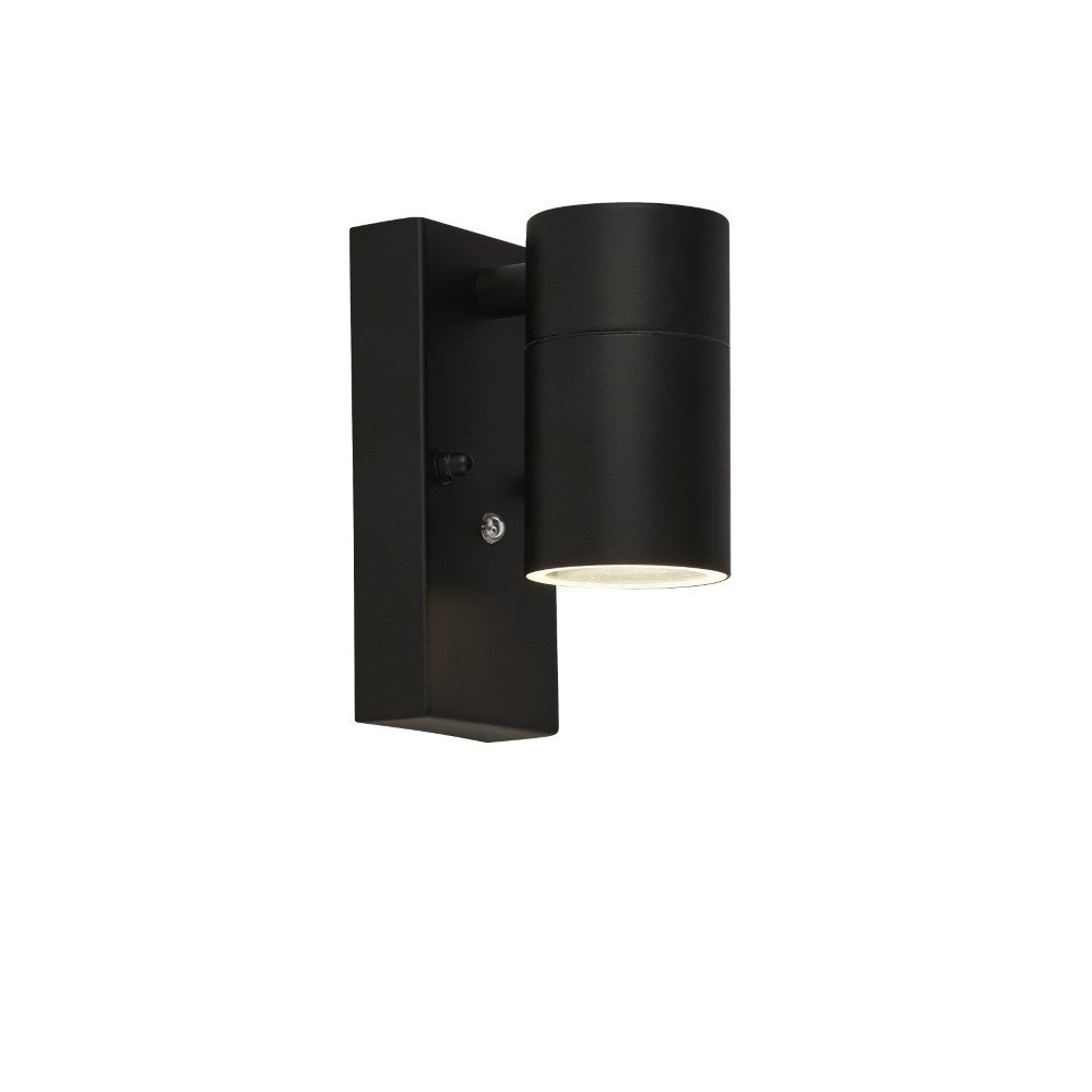 Searchlight Wandspot Splot zwart met schemersensor - 14601BK