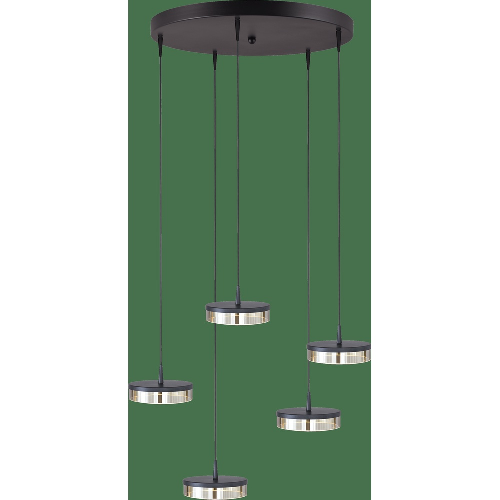 Masterlight 5-lichts hanglamp Imperia Ø 50cm zwart nikkel - 2042-05-81-02-50-5