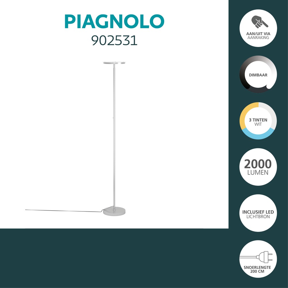 Design vloerlamp Piagnolo zilvergrijs Eglo 9008606392384