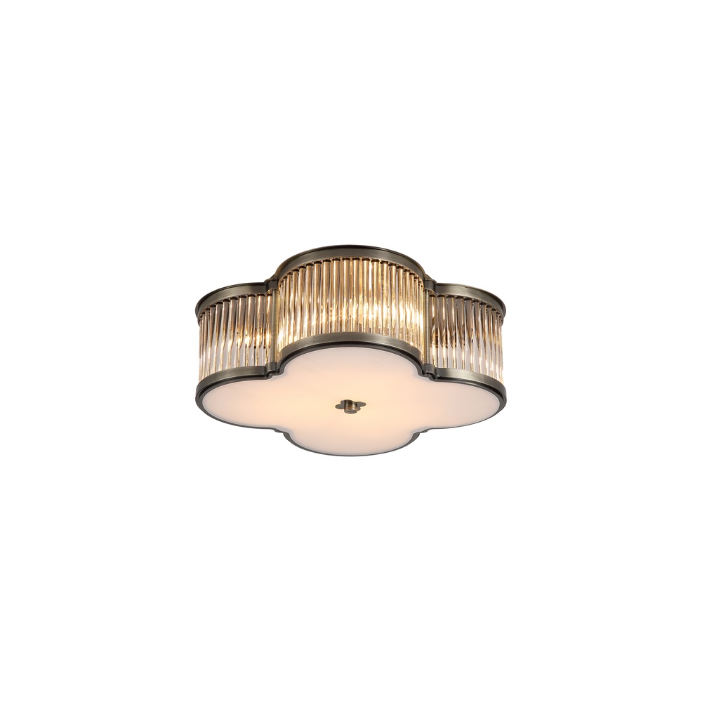 Searchlight Plafondlamp Lotus antiek messing Ø 39cm - 77210-3AB