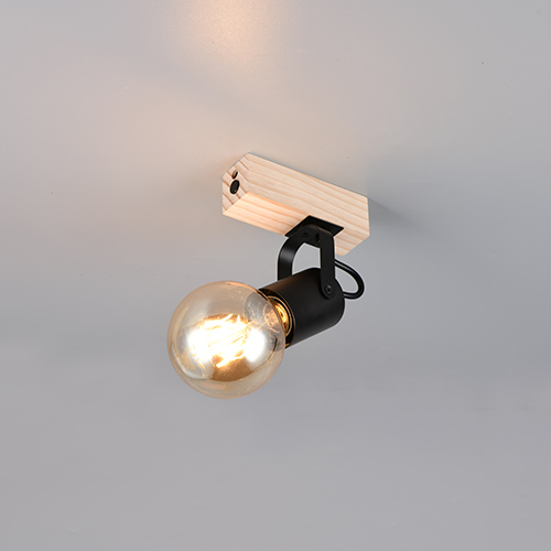 Trio PlafondlampLynar zwart met hout - R86661032
