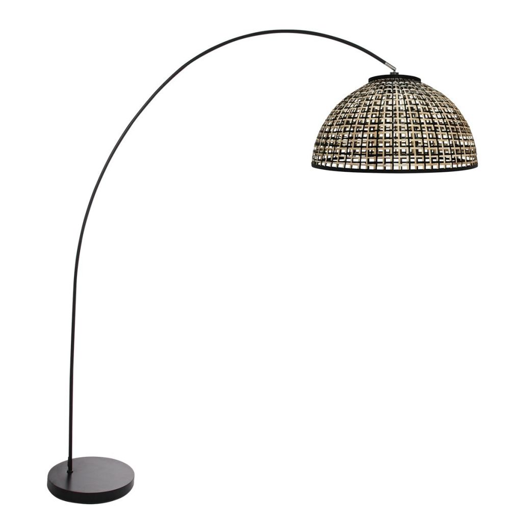 Steinhauer Zwarte booglampSolva met bamboe kap Ø60cm - 4467ZW