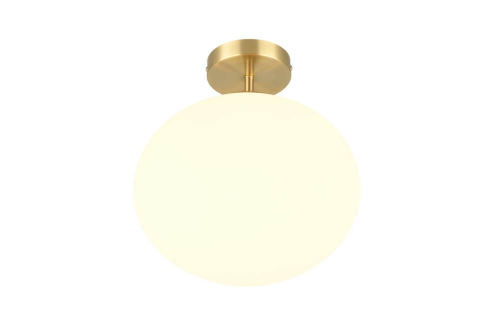 Trio Plafondlamp Fomento Ø 30cm - messing met wit glas - 663100108