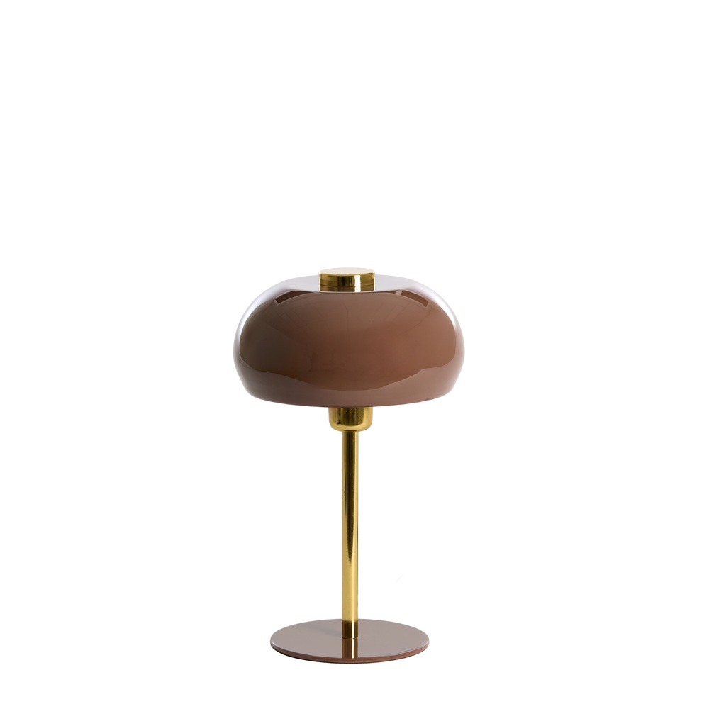 Light & Living Tafellamp Surin Ø 22cm - glans donker bruin met goud - 1890082