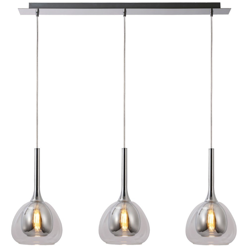 Brilliant Eetkamer hanglampHadan chroom met smoke glas - 85573/20