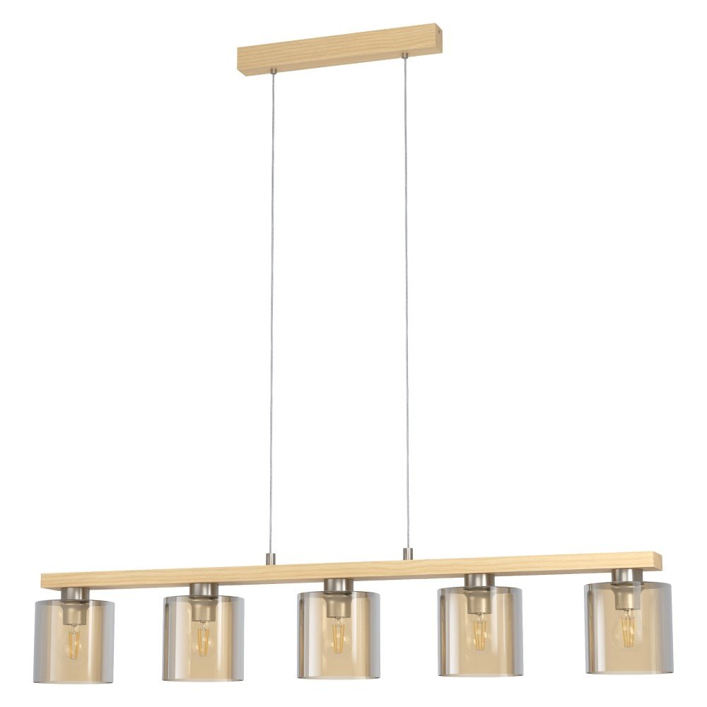 Eglo Eetkamer hanglamp Castralvo houtbruin met amber glas - 901292