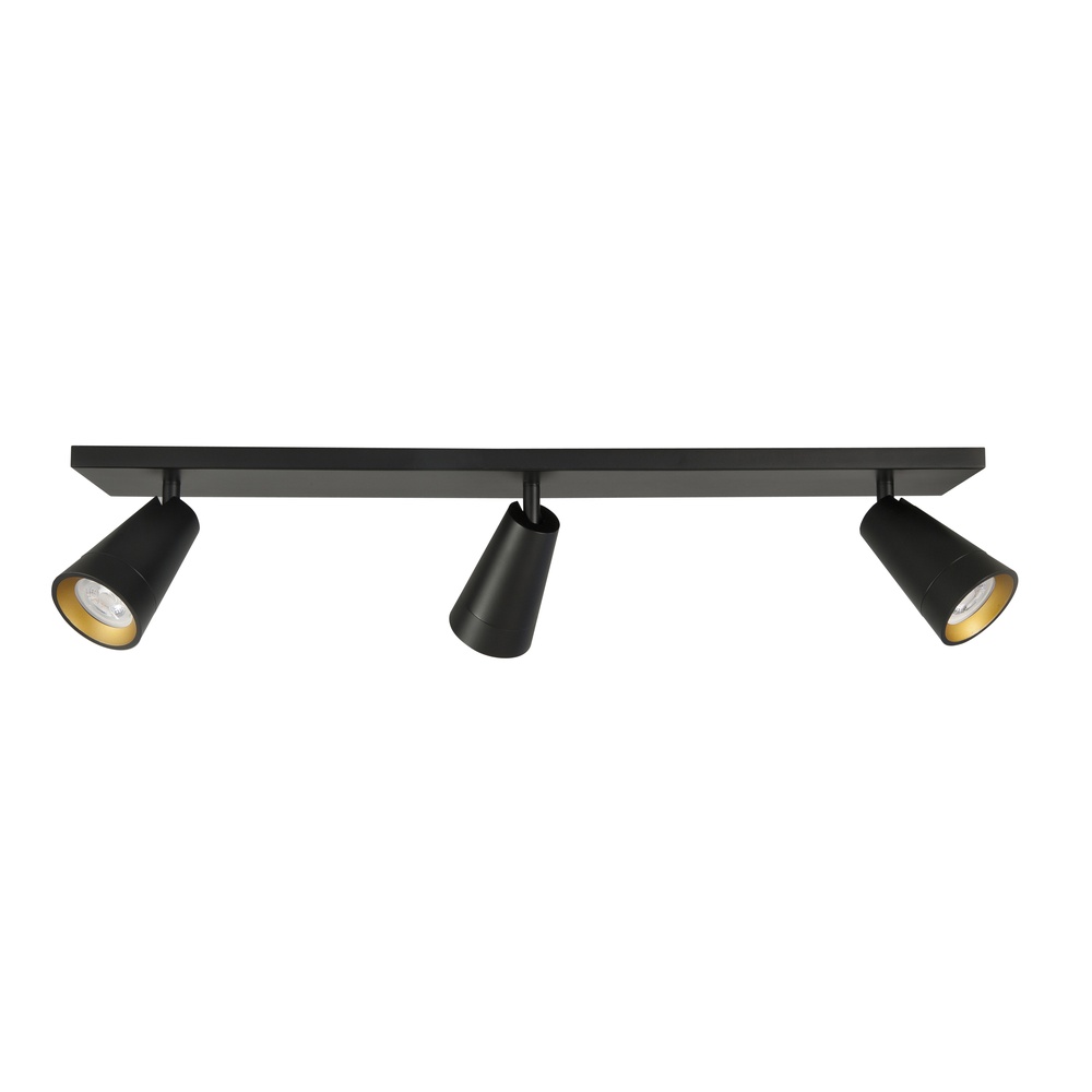 Highlight Spot Petunia zwart met goud 3-lichts recht - S7139.01