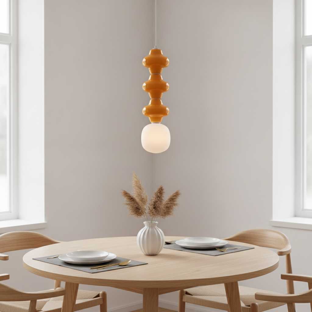 Lyora HanglampClio L oranje keramiek met wit glas - 110990
