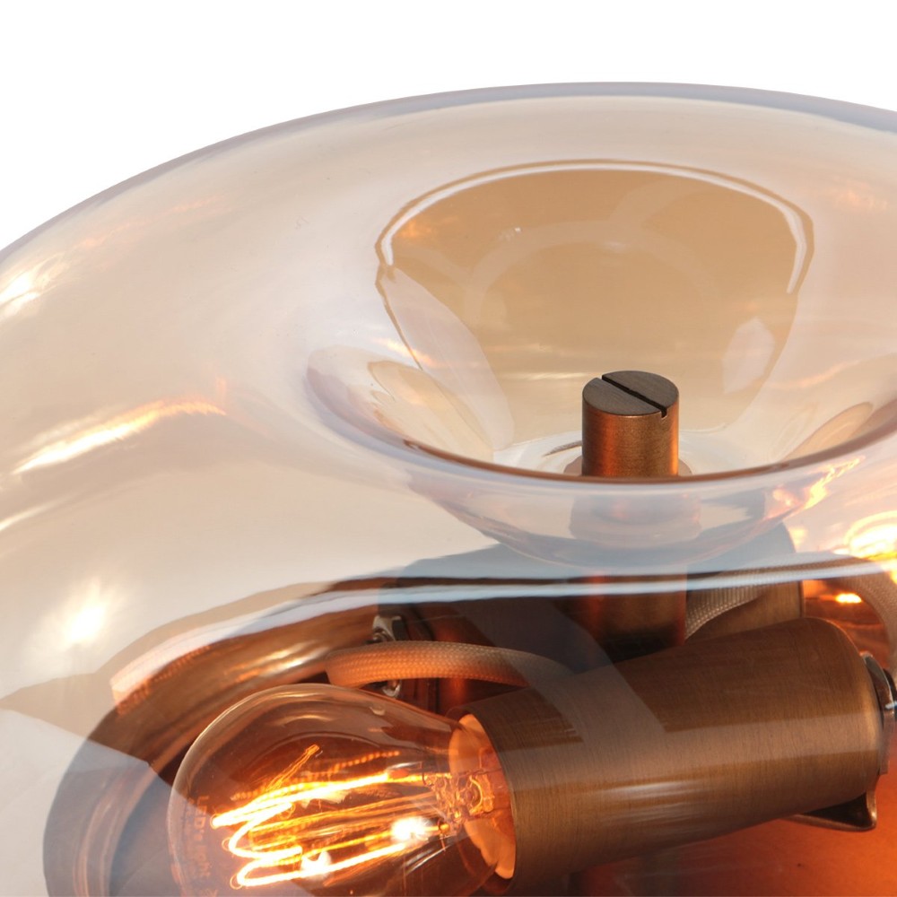 Tafellamp Ancilla brons met amber glas Steinhauer 8712746191868