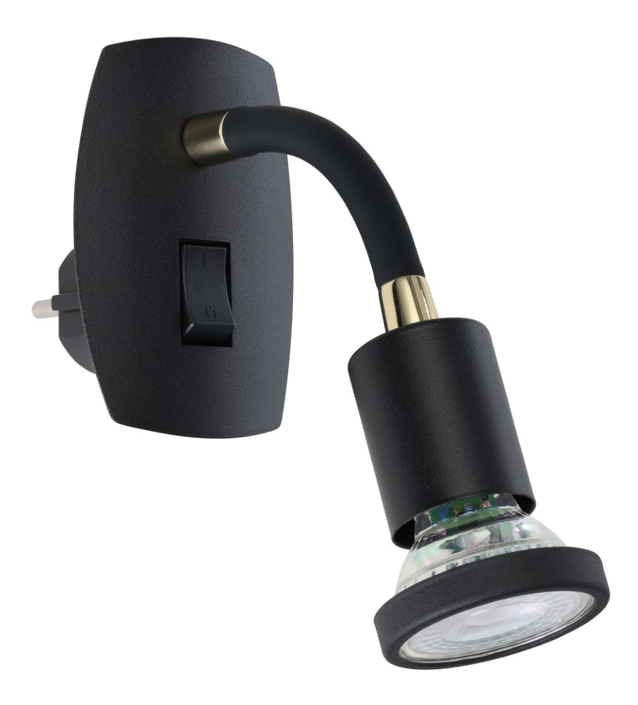 Eglo Stekker wandlamp Parrini schakelaar - flexibel - zwart/messing - 31645