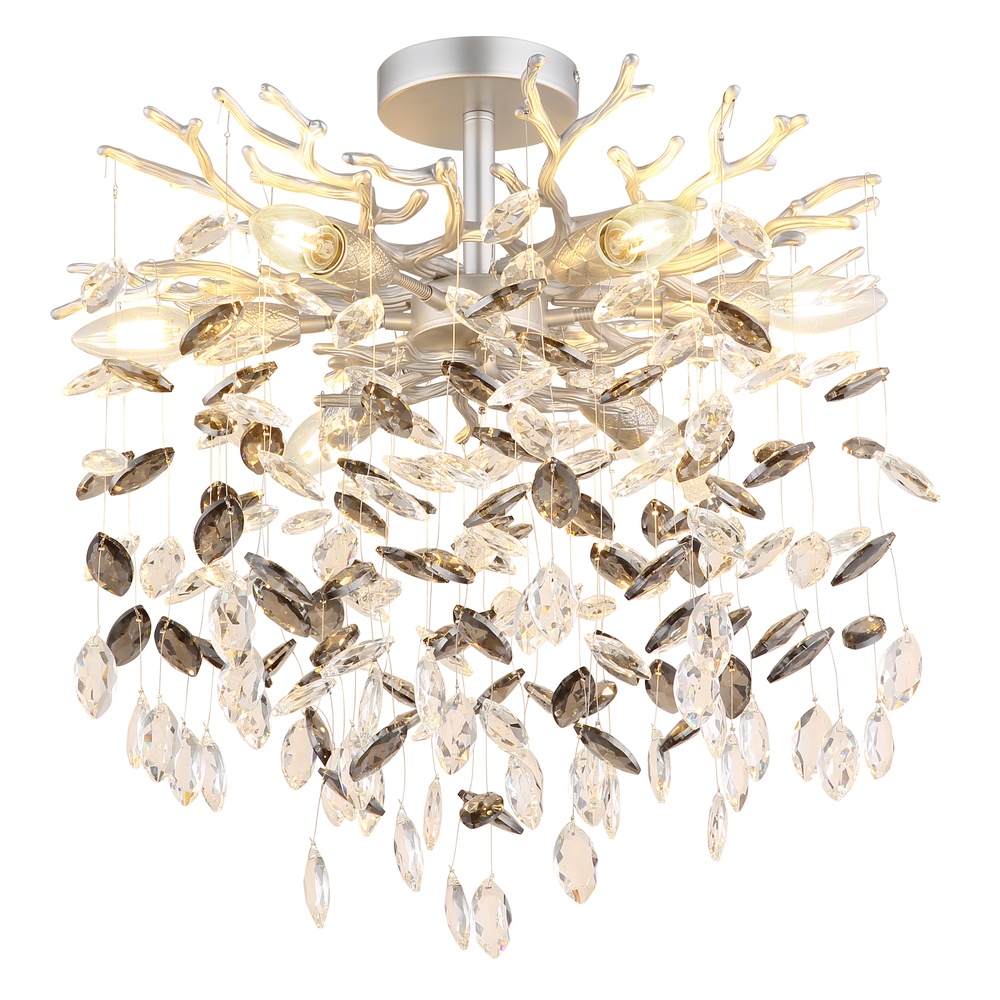 Globo Plafondlamp Queena zilvergrijs Ø 50cm - 64138DS