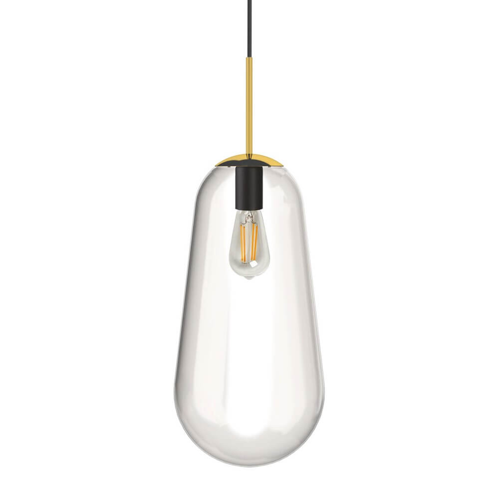 Lyora Glazen hanglampPear Long Ø 22cm goud met helder glas - 8671