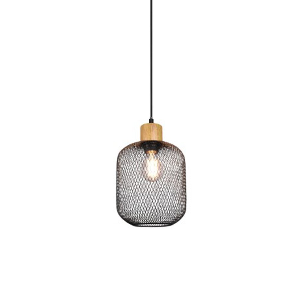 Trio Landelijke hanglampCalimero 18cm zwart met hout - R30561032