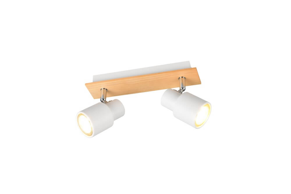 Trio 2-lichts plafondlampPierre wit met hout - R81982031