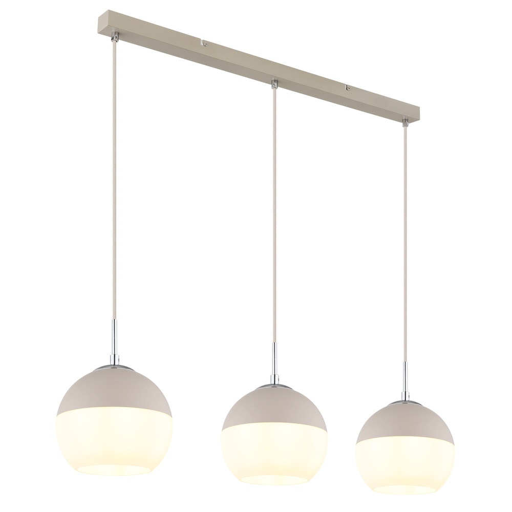 Globo 3-lichts hanglamp Ragusa recht zand bruin - 15999-3H