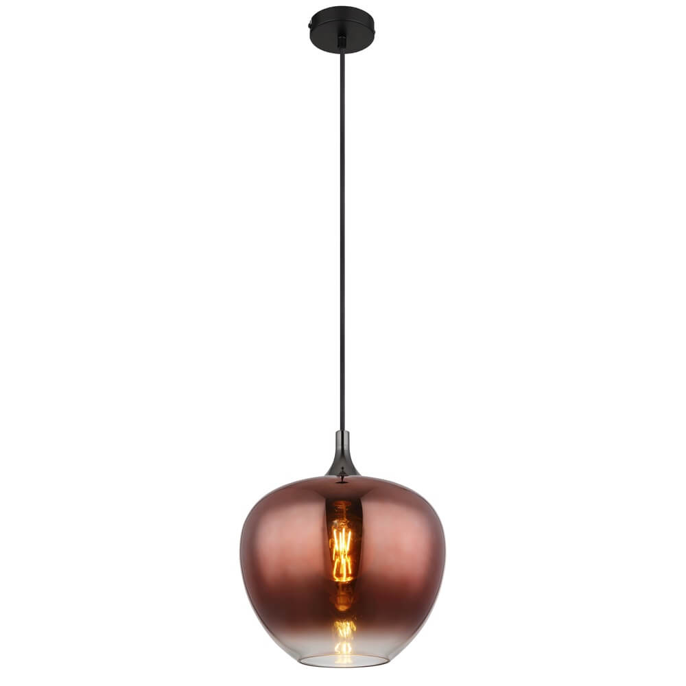 Globo Zwarte hanglamp Maxy met rood glas Ø 29cm - 15548H1G