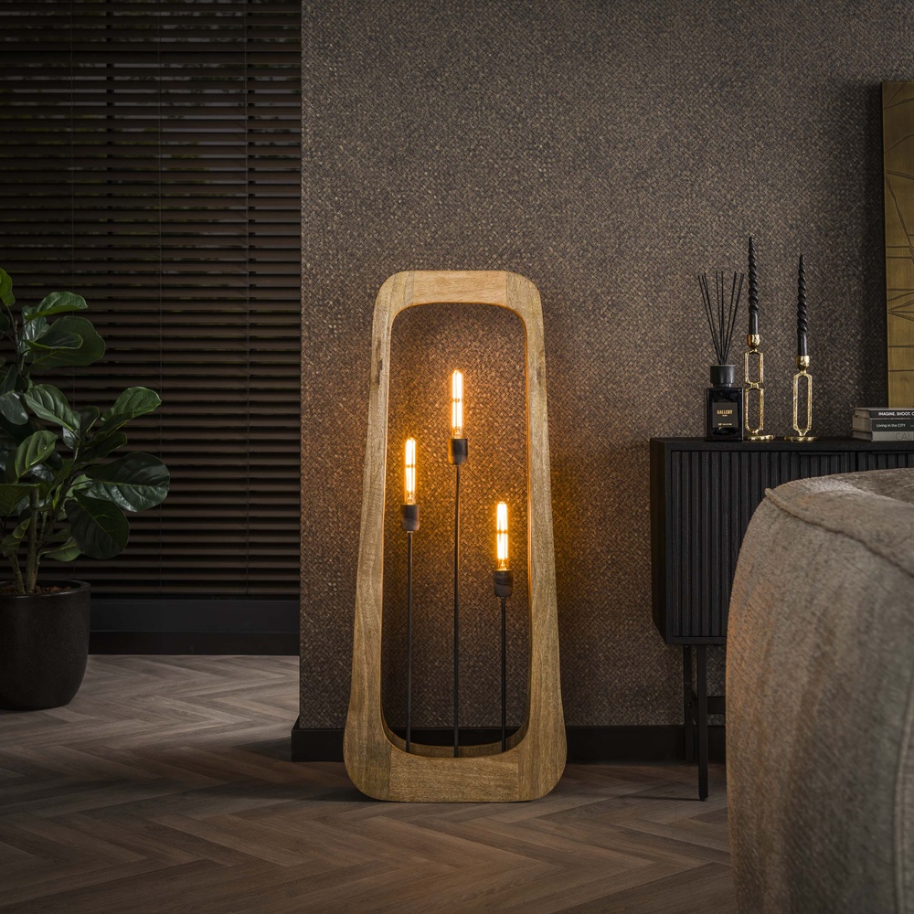 Lyora Houten vloerlampBray 3x E27 - Mangohout - 7295/16
