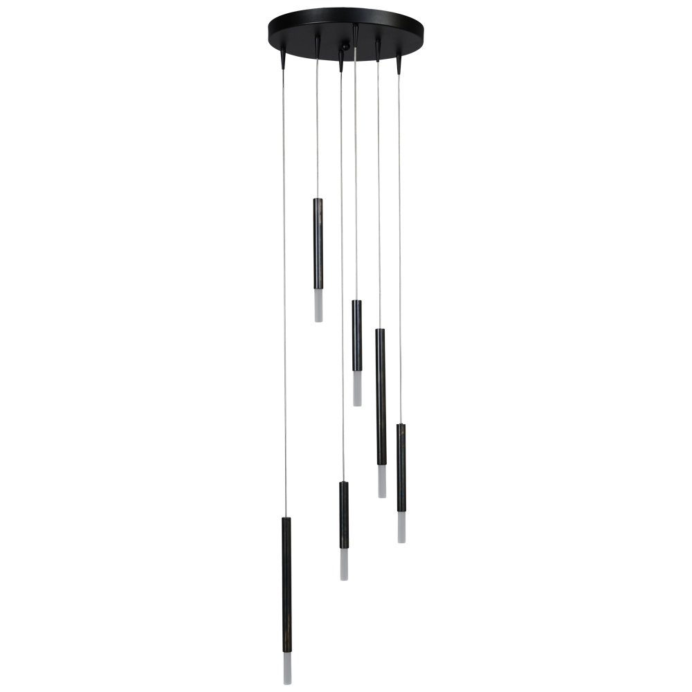 Masterlight Zwarte vide hanglamp Flute 6-lichts design cilinders - 2592-66-35-6-DW