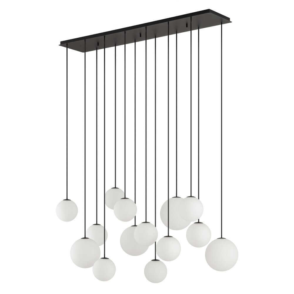 Lyora 14-lichts hanglampSnowball zwart met wit glas - 11408
