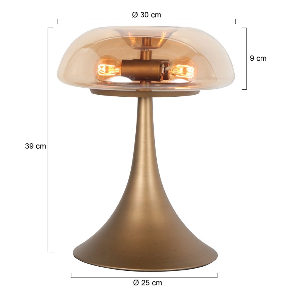 Tafellamp Ancilla brons met amber glas Steinhauer 8712746191868
