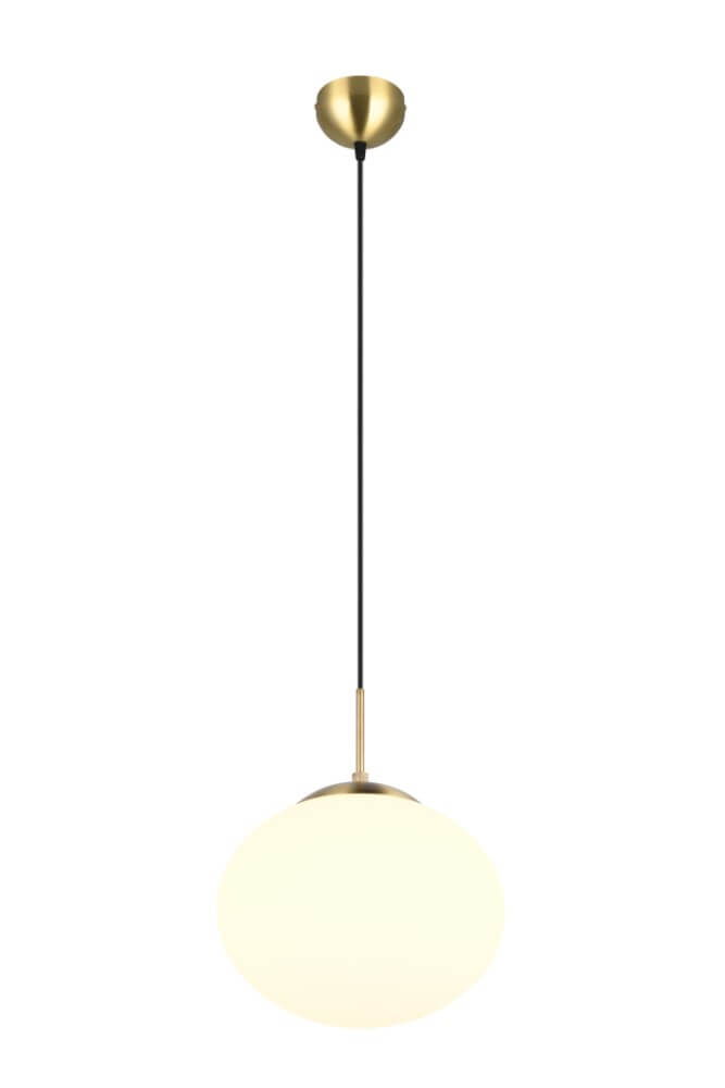 Trio Ovale hanglamp Fomento Ø 30cm - messing met wit glas - 363100108