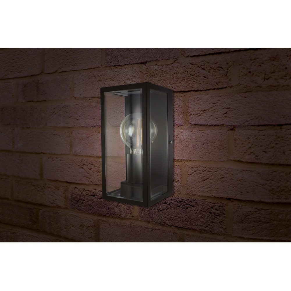 Lyora Zwarte buitenlamp Prato E27 - glas - ILDEA036