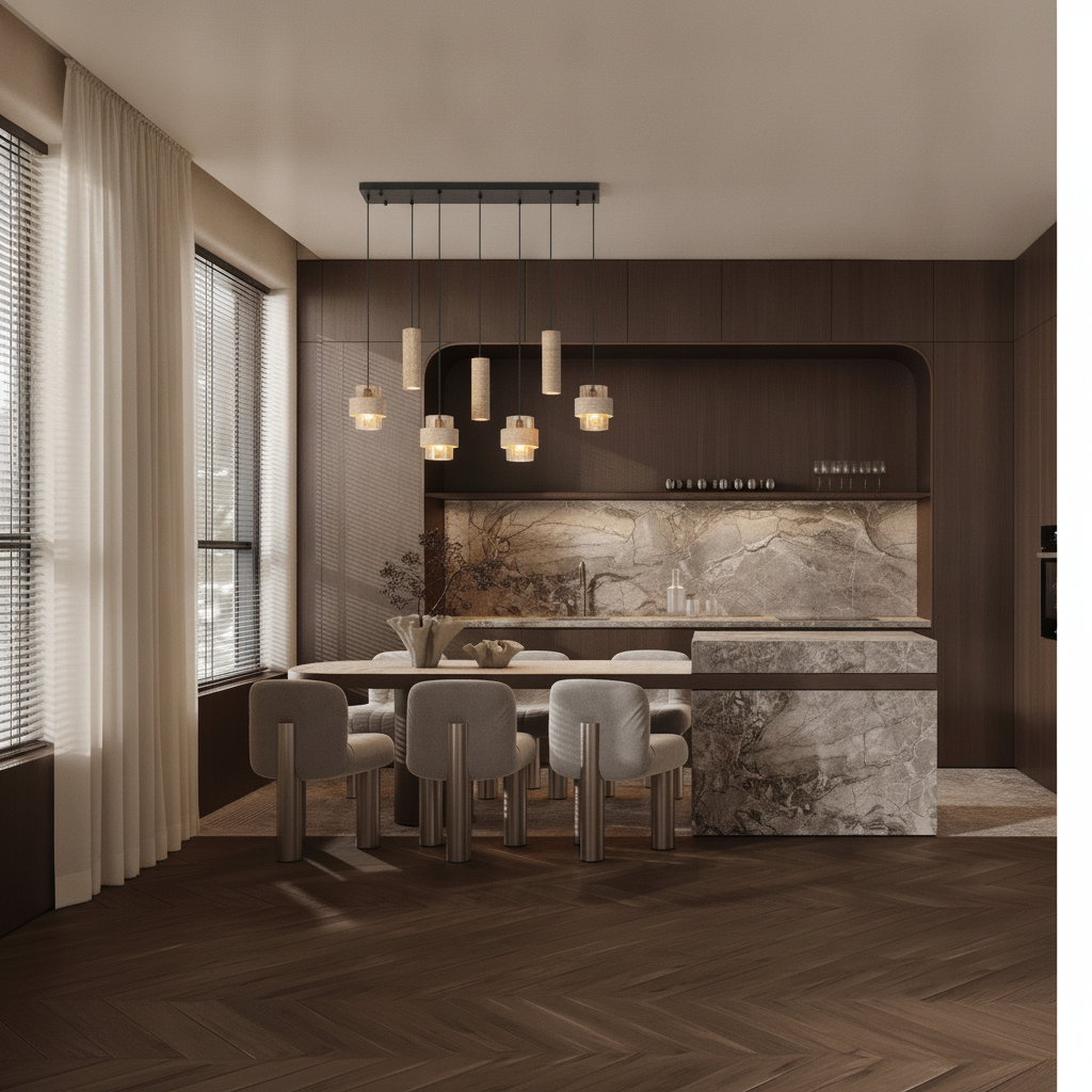 Lyora 7-lichts hanglampMelony modern zand bruin - 9236443