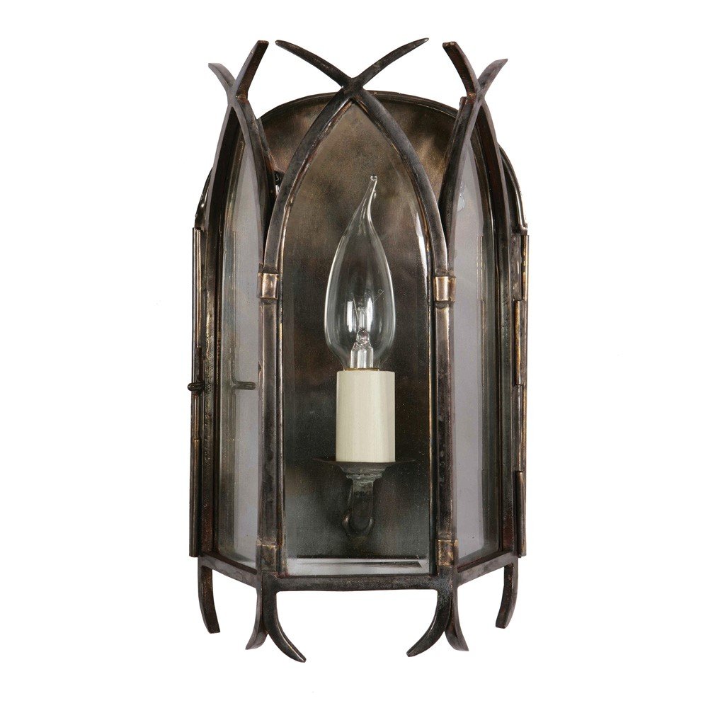 Limehouse Antieke muurlamp Gothic 28cm - gepolijst nikkel (N) - 732